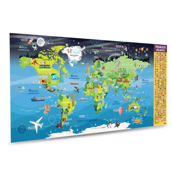 Žemėlapis vaikams pasaulio pažinimas įžymūs objektai